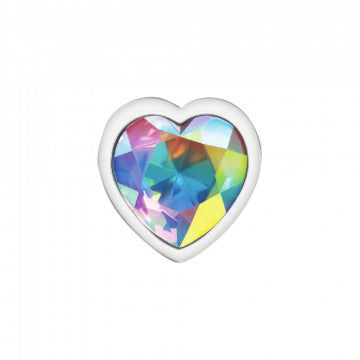 CHEEKY CHARMS HEART CLEAR IRIDESCENT LARGE SILVER PLUG