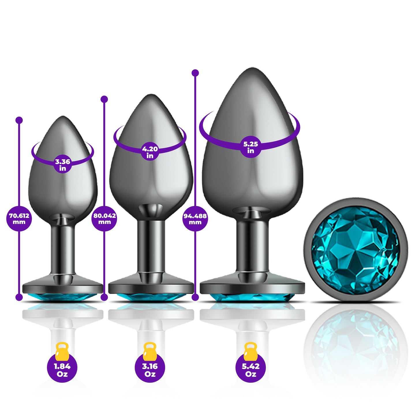 CHEEKY CHARMS METAL PLUG KIT GUNMETAL ROUND TEAL