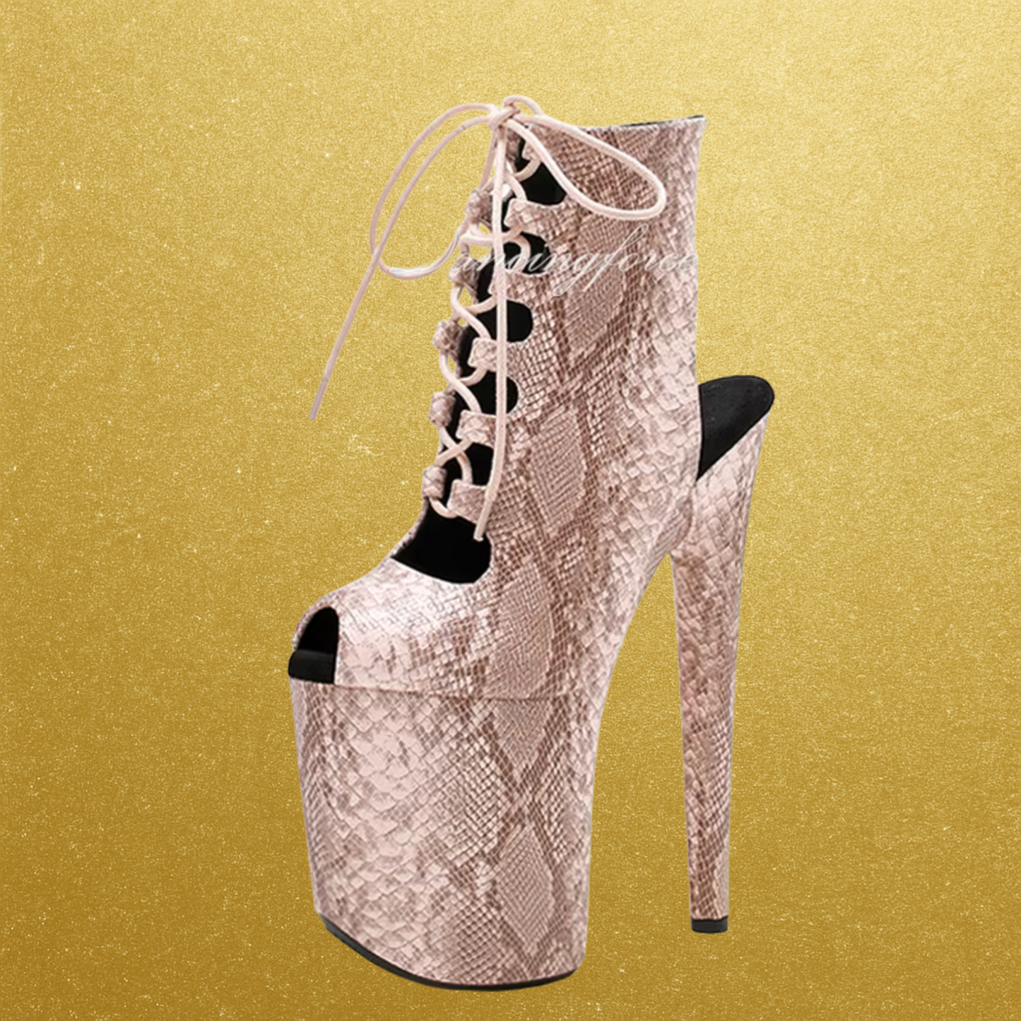 8in Snake Print Gladiator Platform Booties