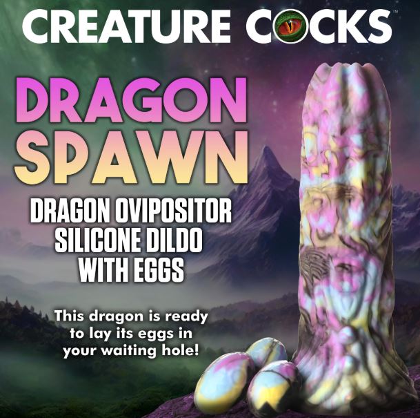 CREATURE COCKS DRAGON SPAWN OVIPOSITOR DILDO W/ EGGS