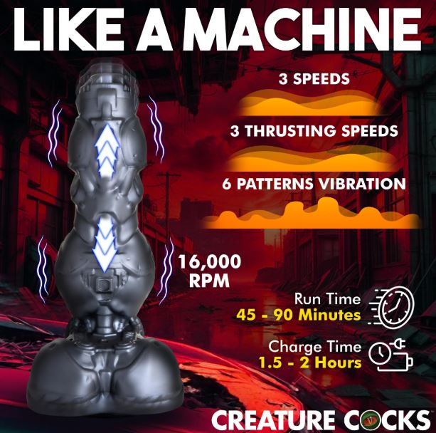 CREATURE COCKS CYBORG COCK THRUSTING & VIBRATING DILDO