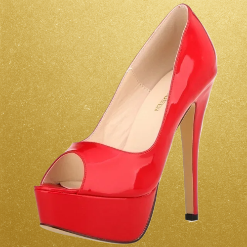6in Aspire Peep-Toe Platform Heels ~Luscious Reds
