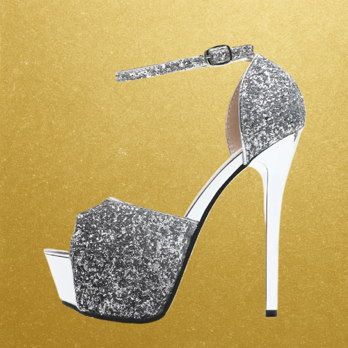 6in Gradient Glitter Peep Toe Heels