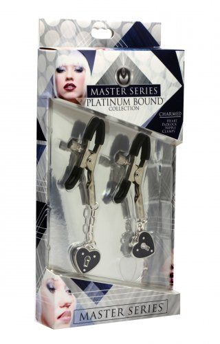 MASTER SERIES CHARMED HEART PADLOCK NIPPLE CLAMPS
