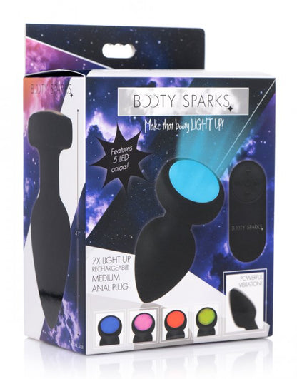 BOOTY SPARKS SILICONE LED PLUG VIBRATING MEDIUM