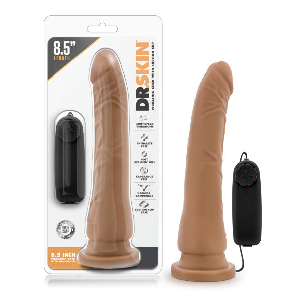 DR SKIN 8.5 VIBRATING REALISTIC COCK W/SUCTION CUP MOCHA"