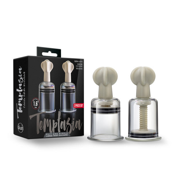TEMPTASIA CLIT & NIPPLE TWIST LARGE SUCKERS SET OF 2 CLEAR
