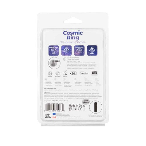 POWER BULLET COSMIC COCK RING W/ BULLET GLOW IN THE DARK