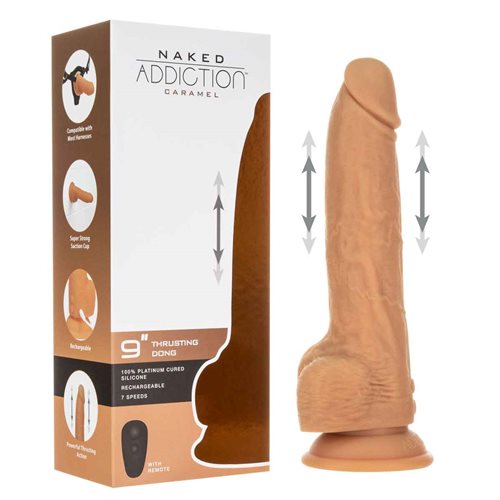 NAKED ADDICTION 9IN CARAMEL THRUSTING DONG W/ REMOTE