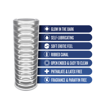 RIZE RIBZ GLOW IN THE DARK SELF LUBRICATING STROKER CLEAR