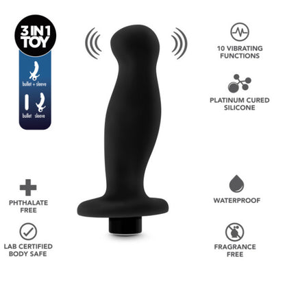 ANAL ADVENTURES PLATINUM SILICONE VIBRATING PROSTATE MASSAGER 02 BLACK