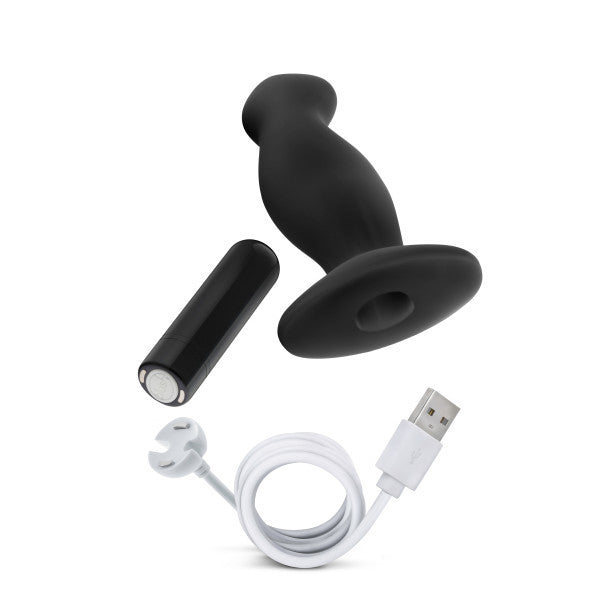 ANAL ADVENTURES PLATINUM SILICONE VIBRATING PROSTATE MASSAGER 02 BLACK