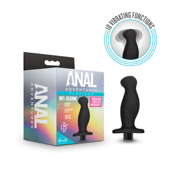 ANAL ADVENTURES PLATINUM SILICONE VIBRATING PROSTATE MASSAGER 02 BLACK