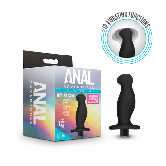 ANAL ADVENTURES PLATINUM SILICONE VIBRATING PROSTATE MASSAGER 02 BLACK
