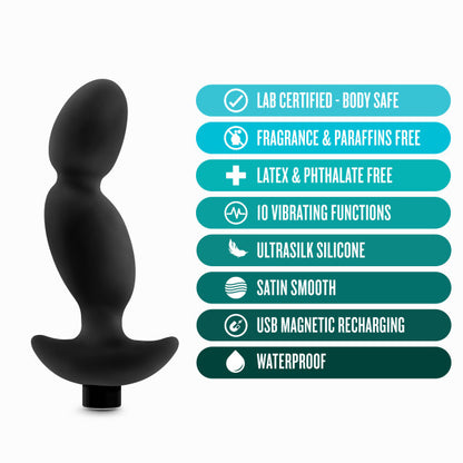 ANAL ADVENTURES PLATINUM SILICONE VIBRATING PROSTATE MASSAGER 04 BLACK