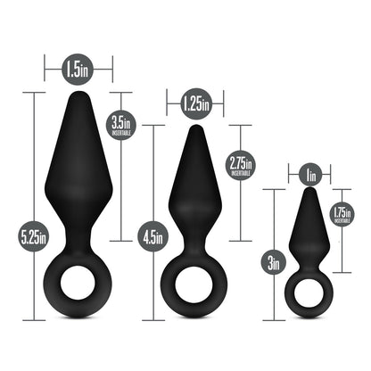 ANAL ADVENTURES PLATINUM SILICONE LOOP PLUG KIT BLACK