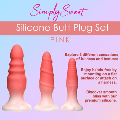 SIMPLY SWEET SILICONE BUTT PLUG SET PINK