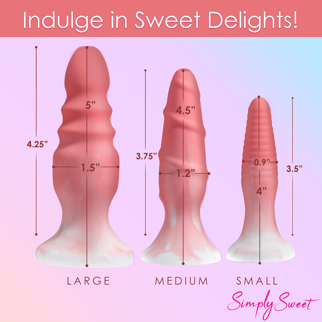 SIMPLY SWEET SILICONE BUTT PLUG SET PINK