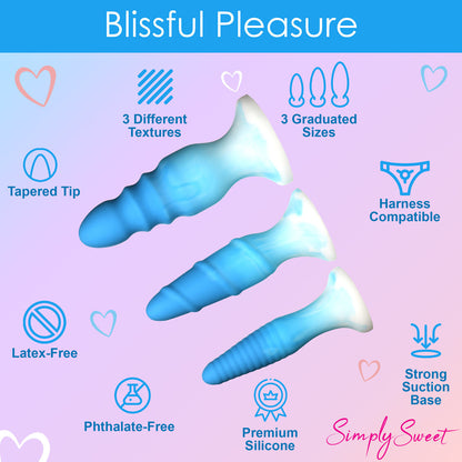 SIMPLY SWEET SILICONE BUTT PLUG SET BLUE