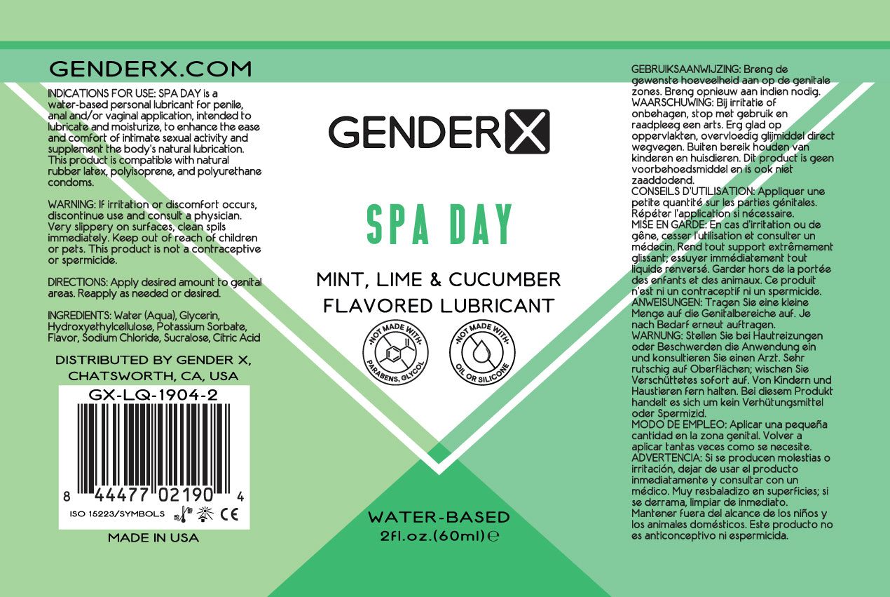 GENDER X SPA DAY FLAVORED LUBE 2 OZ