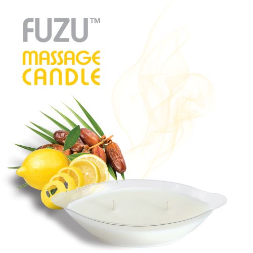 FUZU MASSAGE CANDLE FIJI DATES & LEMON PEEL 4 OZ