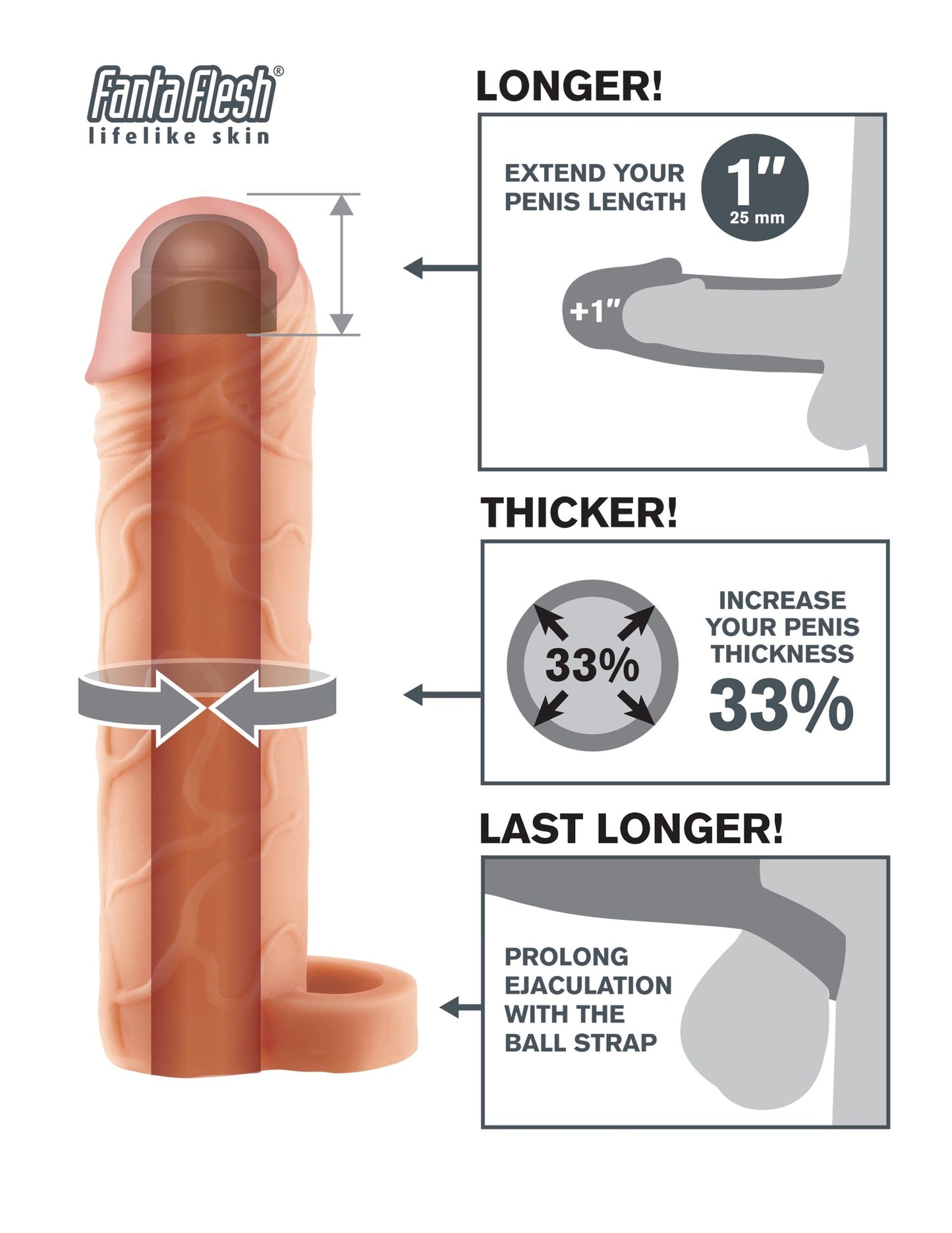 FANTASY X-TENSIONS PERFECT EXTENSION 1IN W/BALL STRAP F