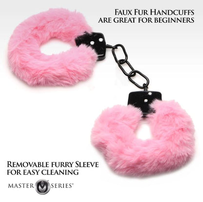 MASTER SERIES CUFFED IN FUR HANDCUFFS PINK