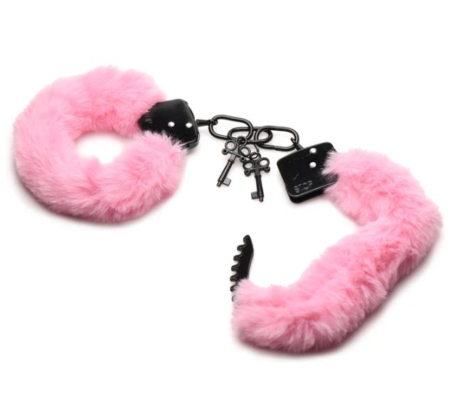 MASTER SERIES CUFFED IN FUR HANDCUFFS PINK