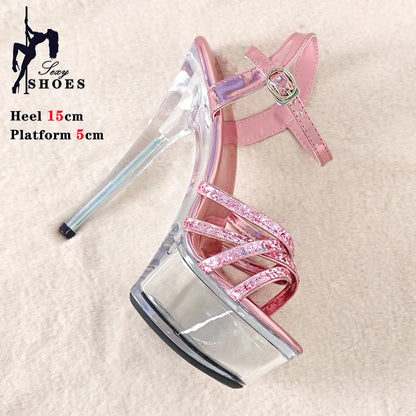 6in Pink Sparkle Platforms