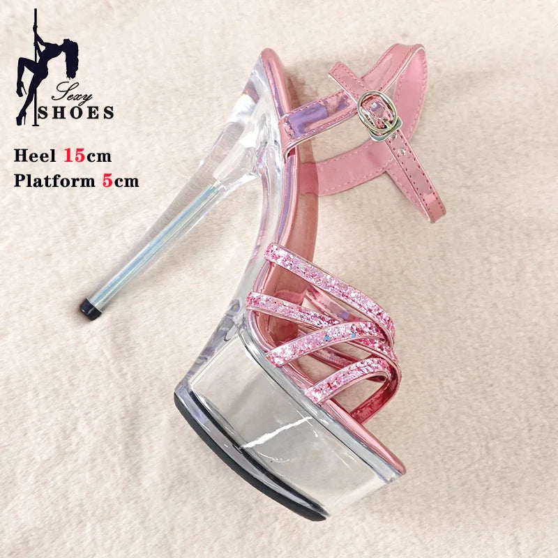 6in Pink Sparkle Platforms