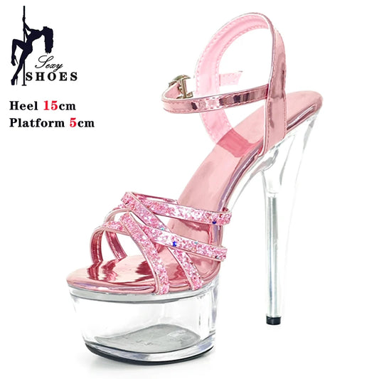 6in Pink Sparkle Platforms