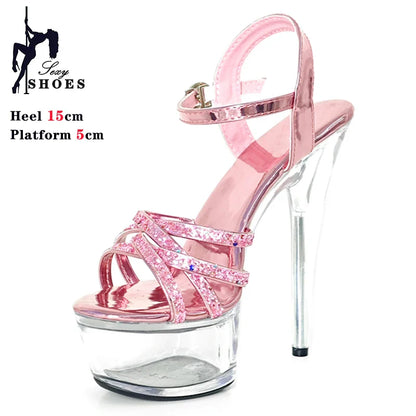 6in Pink Sparkle Platforms