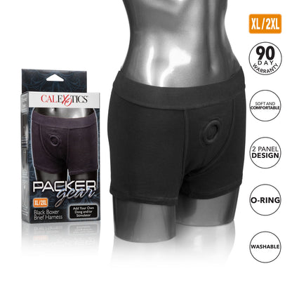 PACKER GEAR BLACK BOXER BRIEF HARNESS XL/2XL