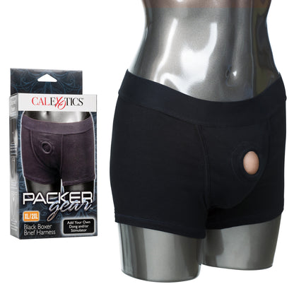 PACKER GEAR BLACK BOXER BRIEF HARNESS XL/2XL