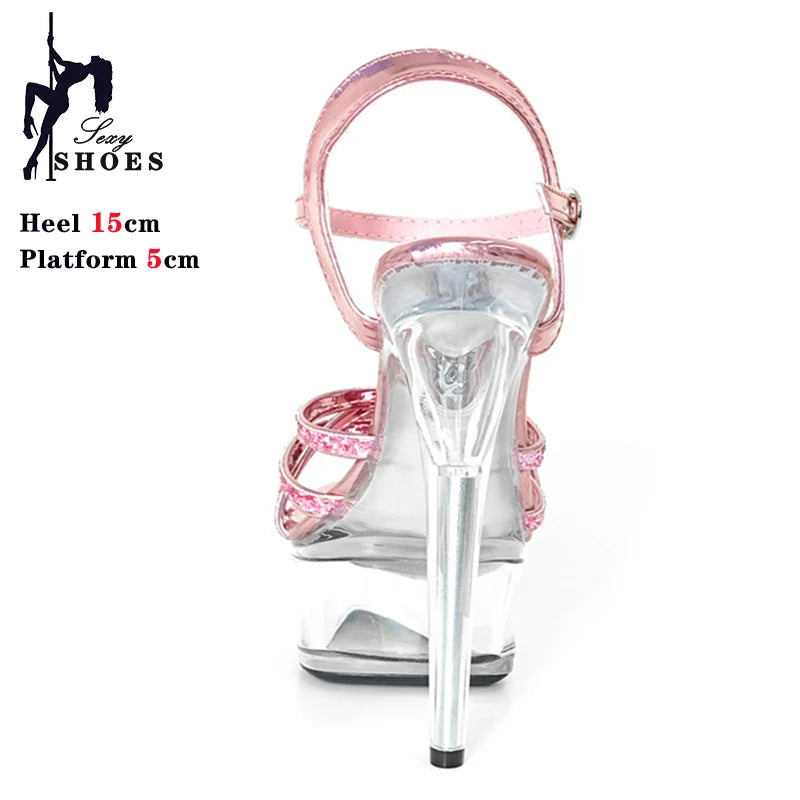 6in Pink Sparkle Platforms