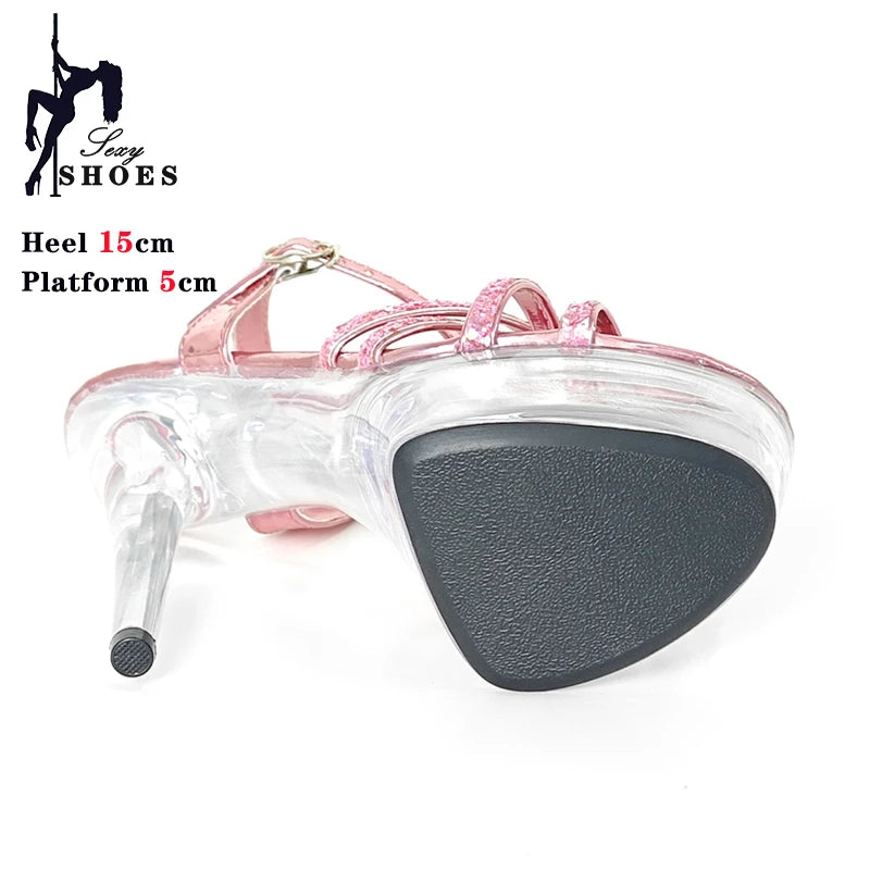 6in Pink Sparkle Platforms