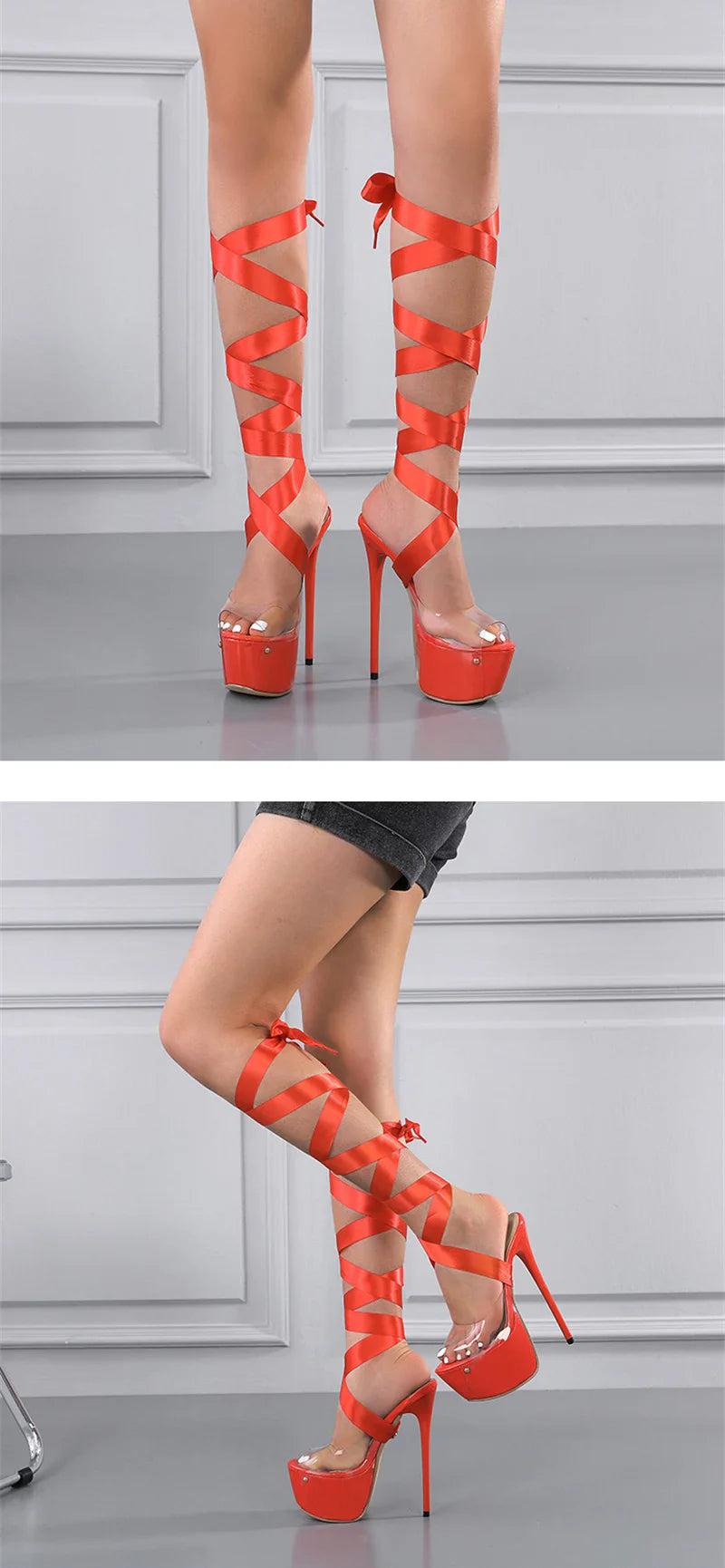 6.5in Sweet Ribbon Laced Platform Heels