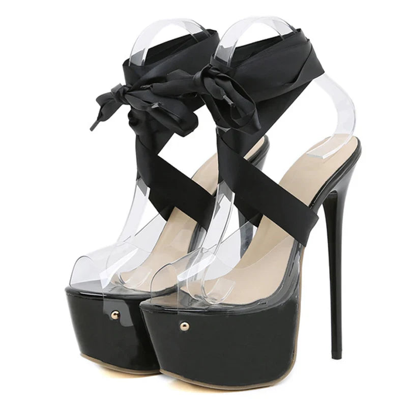 6.5in Sweet Ribbon Laced Platform Heels