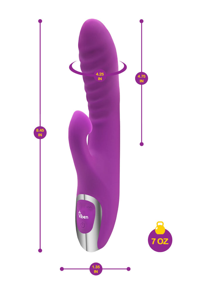 VIBEN FRENZY RABBIT VIBE W/ CLIT SUCTION BERRY
