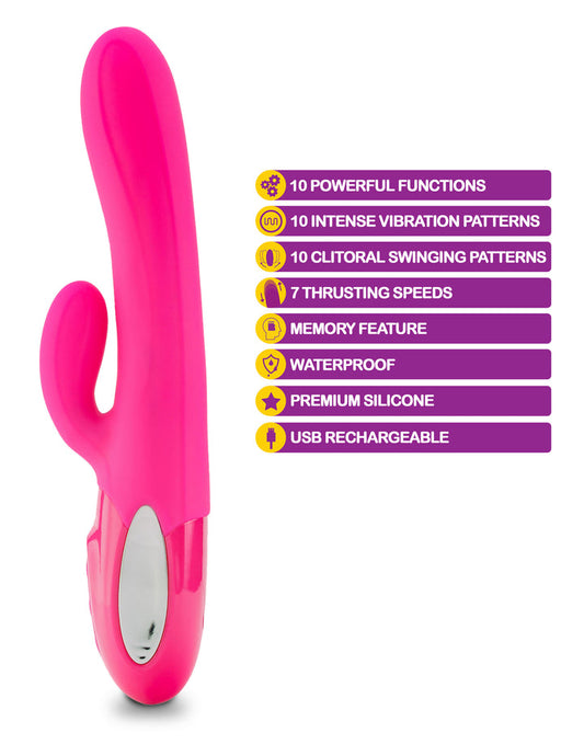 VIBEN HYPNOTIC THRUSTING RABBIT W/ CLIT STIM HOT PINK