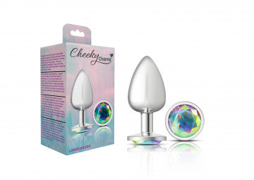 CHEEKY CHARMS ROUND CLEAR IRIDESCENT LARGE SILVER PLUG