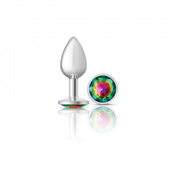 CHEEKY CHARMS ROUND RAINBOW SMALL SILVER PLUG