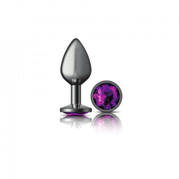 CHEEKY CHARMS ROUND PURPLE MEDIUM GUNMETAL BUTT PLUG