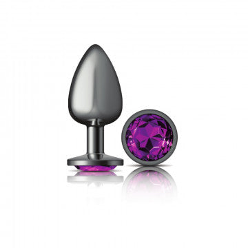 CHEEKY CHARMS ROUND PURPLE LARGE GUNMETAL BUTT PLUG