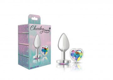 CHEEKY CHARMS HEART CLEAR IRIDESCENT SMALL SILVER PLUG
