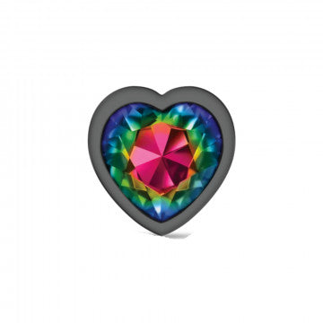 CHEEKY CHARMS HEART RAINBOW LARGE GUNMETAL BUTT PLUG