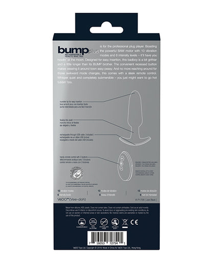 VEDO BUMP PLUS RECHARGEABLE REMOTE CONTROL ANAL VIBE JUST BLACK