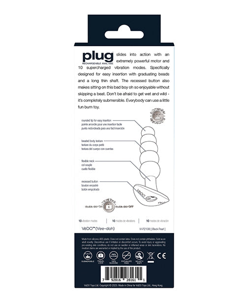 VEDO PLUG RECHARGEABLE ANAL PLUG BLACK PEARL