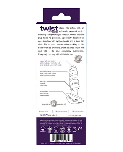 VEDO TWIST RECHARGEABLE ANAL PLUG DEEP PURPLE