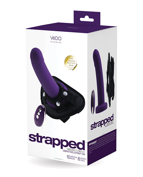 VEDO STRAPPED RECHARGEABLE STRAP ON DEEP PURPLE